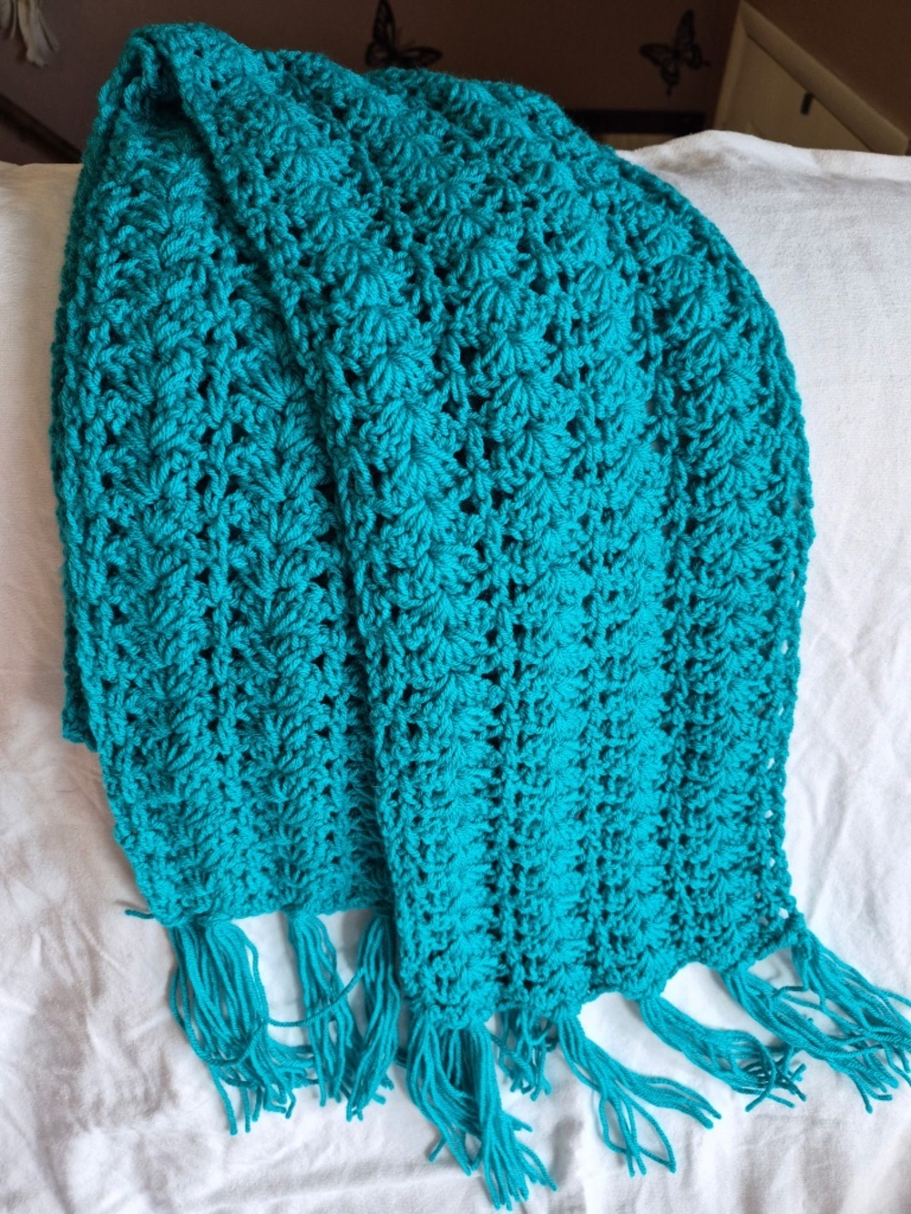 Handmade Teal Crochet Scarf